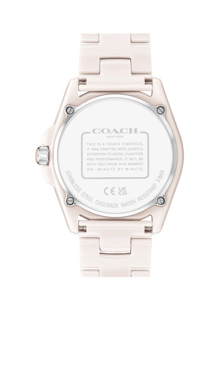 New Coach Women’s Greyson Pink Ceramic With Grey Dust Dial Watch 14503939 COACH 14503939 GREYSON SILVER DUST DIAL LIGHT PINK CERAMIC  main image 3