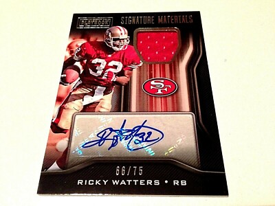 Ricky Watters 2018 Panini Playbook Signature Materials Game Used Jersey Auto#/75