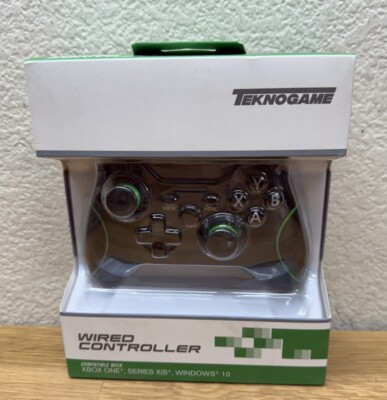 Teknogame Xbox One X S Windows Wired Controller X5712 Black Green Sealed Box