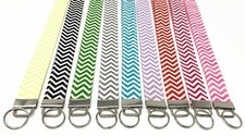 Multi Color Chevron print fabric Long Lanyard Key Fob key chain