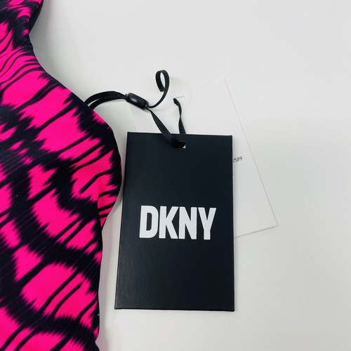 DKNY Womens Large Printed Square-Neck Bikini Top Swimsuit Pink Black $68 1949 - Picture 5 of 7