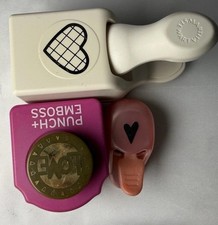 Martha Stewart Hearts Paper Punch Lot 3pc 1"-1.75" Heart Shape LOVE Emboss