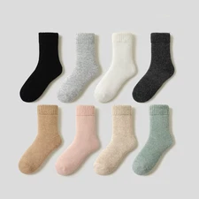 5Pack Women Crew Wool Thick Heavy Warm Thermal Sport Cozy Fuzzy Color Boot Socks