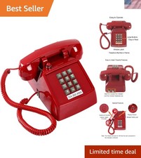 Traditional Red Landline Phone, Retro Corded Telephone Visible Ringing Indicator