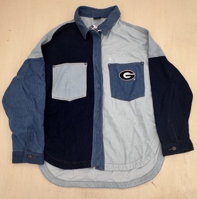 Georgia Bulldogs Color Block Jean Shirt Hype & Vice Logo Stitched Size L NWT