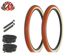 ALTA BICYCLE CRUISER WireBead TIRES 26x 2.125 CLAY CREAM CLASSIC BRICK 6pc SET.