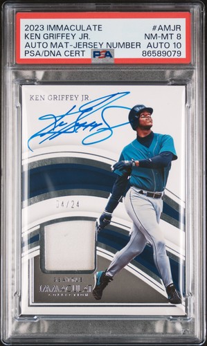Ken Griffey Jr. 2023 Panini Immaculate Jersey Number /24 PSA 8 Auto PSA 10