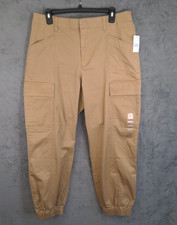 NWT GAP Girlfriend Jogger Cargo Pants Khaki Women's Sz Large Twill Elastic Waist