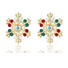 Christmas Snowflake Earrings for Women Cute Snowflakes Dangle Earrings Silv - 07
