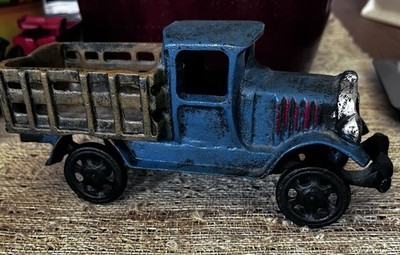 Vintage Taniaw Cast Iron Open Bed Truck, 8 1/2'' Long Large Spoke Wheels, 2.9lbs 