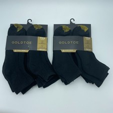 GOLDTOE Mens Socks 12 Pairs Black Sport Quarter Cotton Comfort 6 to 12.5 NEW