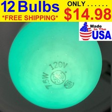 USA NEW 12-PACK VINTAGE GE 7-1/2 Watt CERAMIC GREEN S11 E26 NIGHT LIGHT BULB