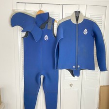 VTG Parkway Scuba Diving Wetsuit 3 Set Mens XXL Blue Neoprene Thick Beaver Tail