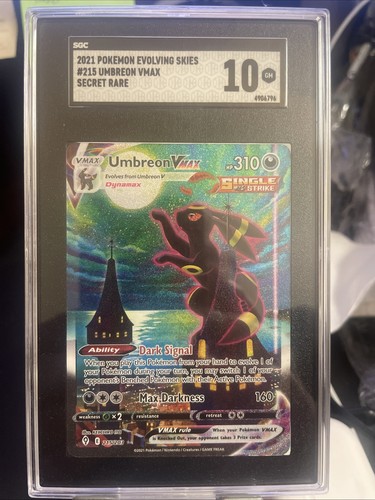 2021 POKEMON SWORD & SHIELD EVOLVING SKIES SECRET FULL ART/UMBREON VMAX SGC 10