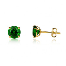 14K Yellow Gold Beautiful 5mm Round Birthstone Stud Push Back Earrings for Women
