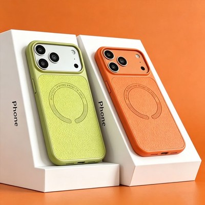 Magnetic Hülle für iPhone 17 Pro Max 16 15 14 13 Hartschalen PU-Leder Skin Cover