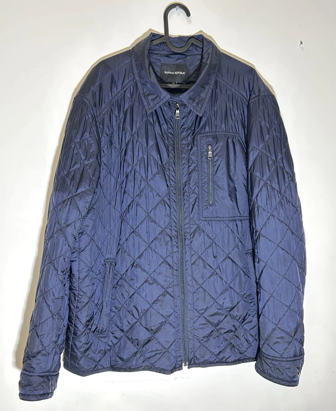 🧥 Banana Republic Men’s Quilted Jacket XL Navy Blue Lightweight Zip Front