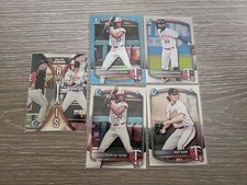 2025 Bowman Chrome TWINS 1st And Prospects Lot (5) Sky Blue, Refractor, Base.