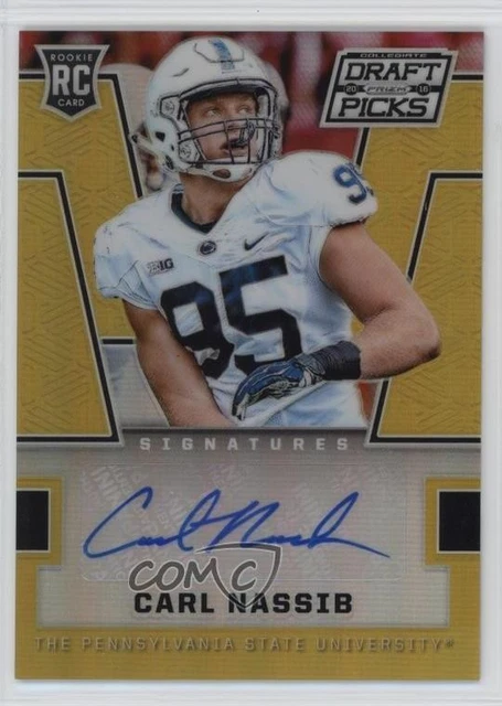 2016 Panini Prizm Collegiate Draft Picks Gold 2/10 Carl Nassib Rookie Auto RC