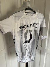 Scott Mens RC Pro Cycling White Grey Short Sleeve Jersey Top Cycle Size XL VGC