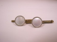 SINGLES 2 5/16" White MOP Round Vintage SWANK Formal Tux Prom Shirt Stud a240