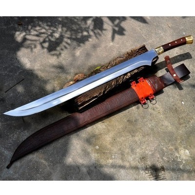Hand Forged Carbon Steel Viking Sword Sharp Blade Edge Medieval With Sheath
