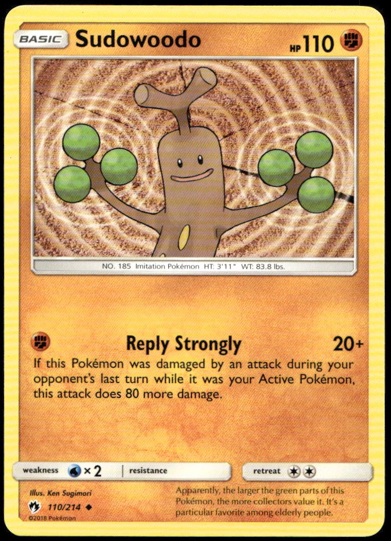 Sudowoodo 110/214 Uncommon Lost Thunder Pokemon Lightly Played