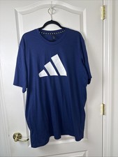 Adidas Mens Navy Big Logo Performance T Shirt Size XLT Tall Athletic Sport
