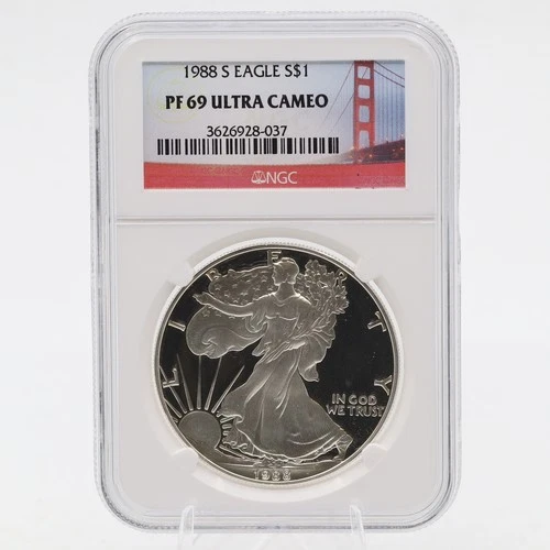 1988 S Silver Eagle PF69 Ultra Cameo NGC San Francisco