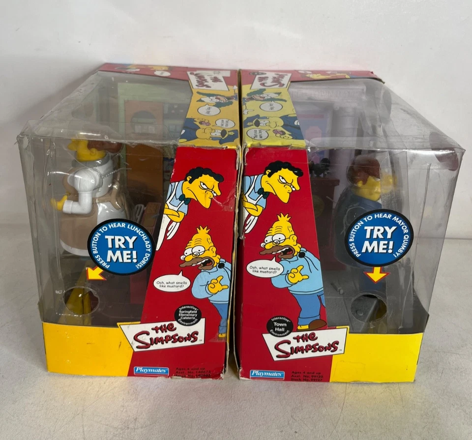 Lote de 2 Simpsons World of Springfield Town Hall Quimby Cafetería Doris Sellado Foto 2 de 4