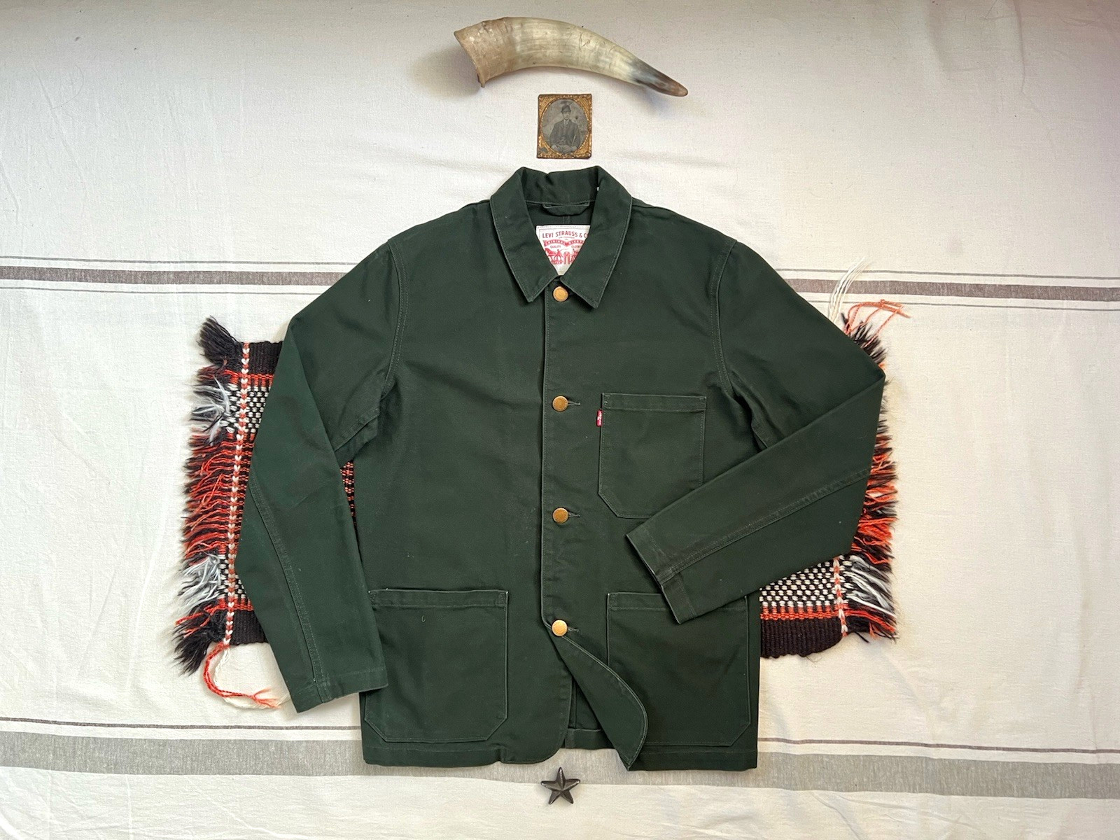 Levi's Engineer Chore Jacket M Green Duckcloth Ra… - image 1