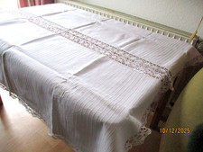 8)Antike Leinen Tischdecke*Handgewebtes Bauernleinen* Klöppelspitze**
