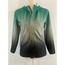 Ocean Current Kids Boys Girls Ombre Teal Black Hooded Jacket Size S
