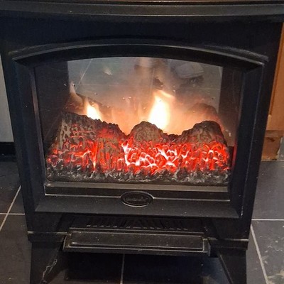 Dimplex Black Electric Stove Heater Flame Effect Metal & Glass Ventless