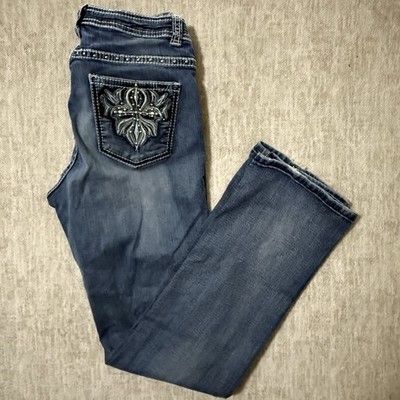 Reba Women s Bling Blue Jeans Size 8 (29x31) Embroidered Back Pockets