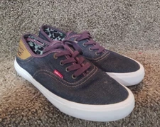Levi Strauss Women Canvas Sneakers Size 7.5 Blue Denim Low Top Shoes Lace Up