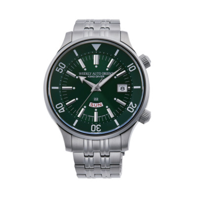 Orient Weekly Auto King Diver Day Date RA-AA0D03E Green Dial Made in Japan