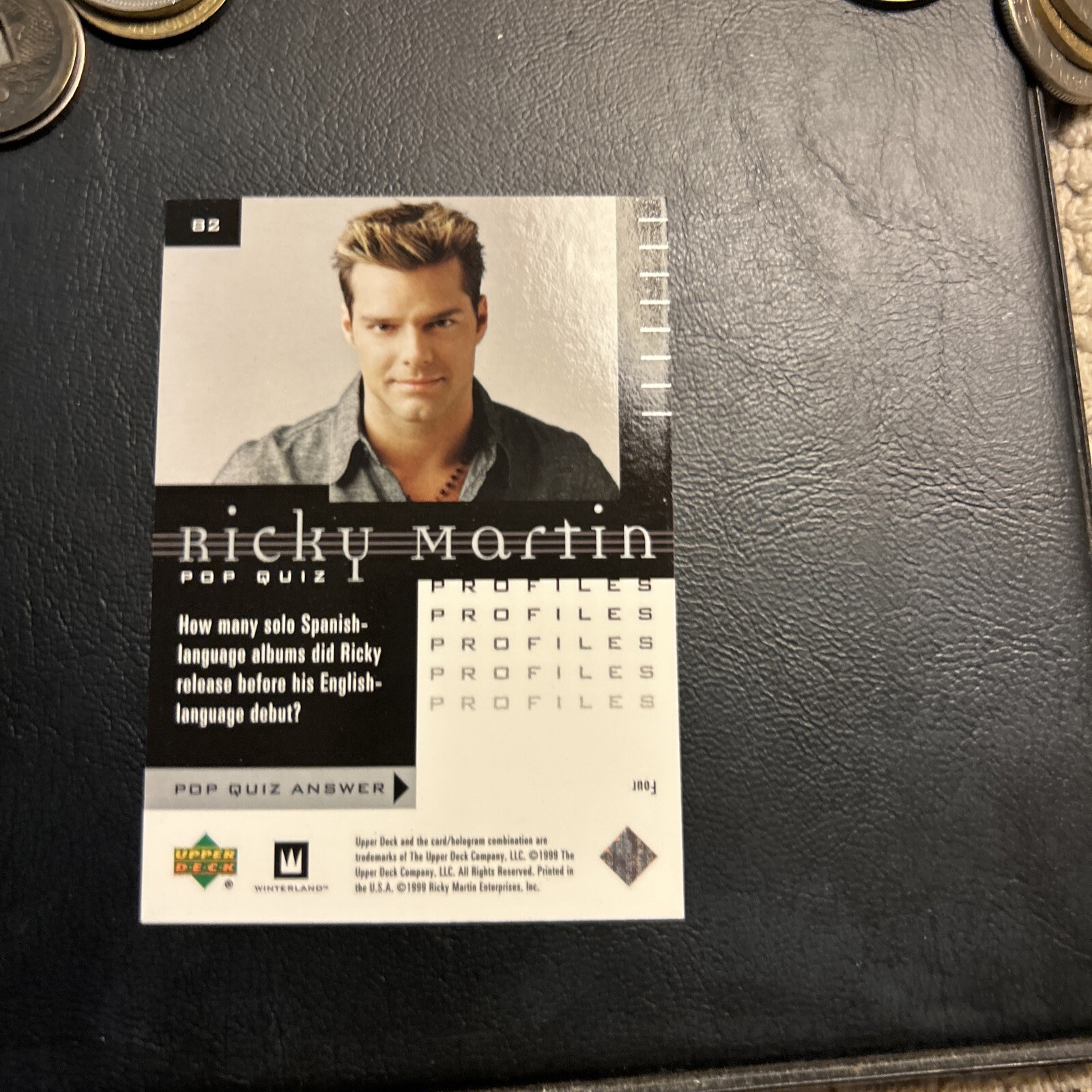 Jb3a 1999 upper Deck Ricky Martin #82 Profiles Pop Quiz - Picture 2 of 2