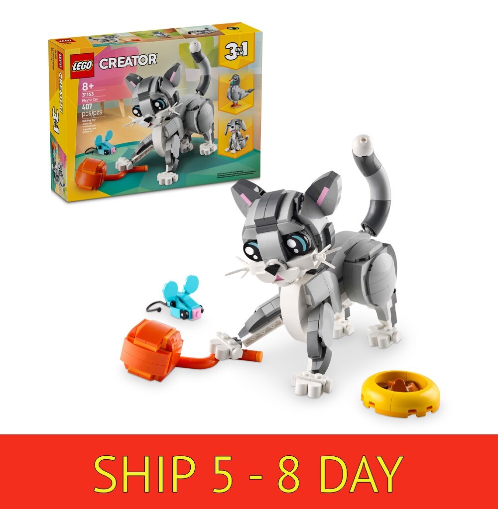 8+, 407 pcs, LEGO Creator 3 in 1 Playful Cat Building Toy with 3 Building..(w16)