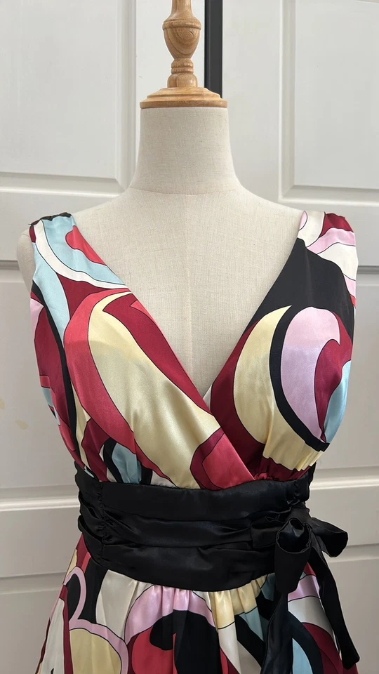 LOVE TEASE Y2K Retro Multicolored Floral Geometric Print Dress - Image 2 of 4