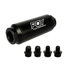 Universal Car Racing In-Line Fuel Filter AN6 AN8 Adapter 100 Micron Cleanable SS