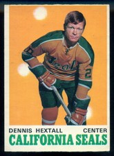 1970-71 OPC O PEE CHEE HOCKEY #186 DENNIS HEXTALL EX-NM CALIFORNIA SEALS card