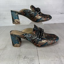Chaussures Talons Enzo Angiolini - Taille 37, Bout Ouvert (peep Toe), Motif Floral, Cuir Et Textile - Italie, Occasion