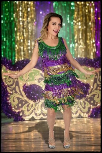 Women's Mardi Gras Sequin Fringe Flapper Party Dress - 第 1/3 張圖片