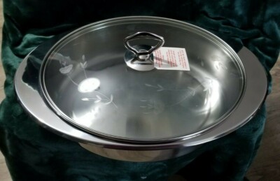 Princess House Heritage Stainless Steel 5 QT Oval Baker with Glass Lid #6903 NIB