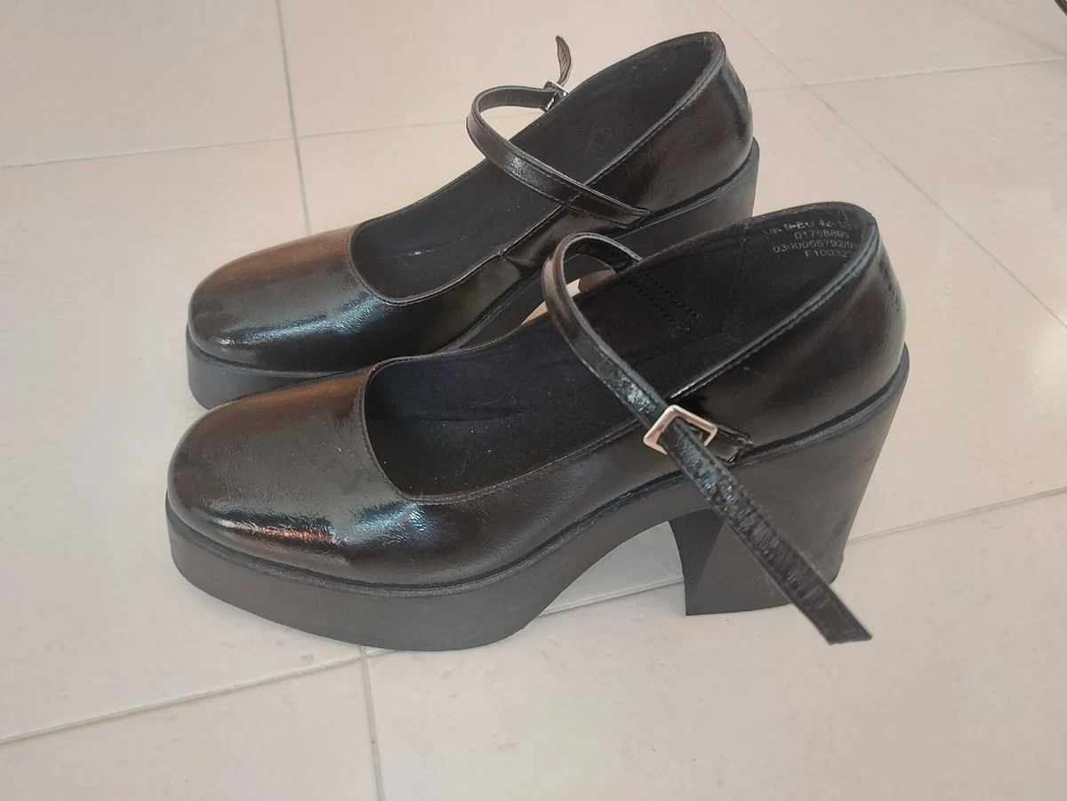 asos women s mary jane platform shoes in black shiny faux leather