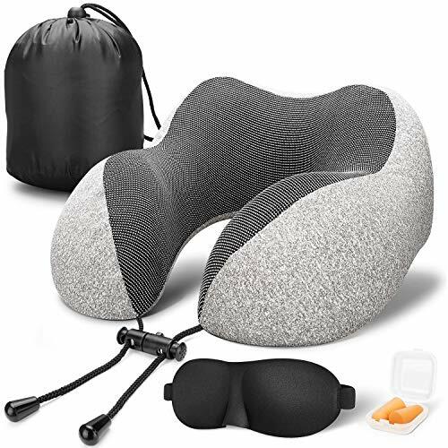 Travel Pillow Pure Memory Foam Neck Pillow, Comfortable & Breathable Cover Gray