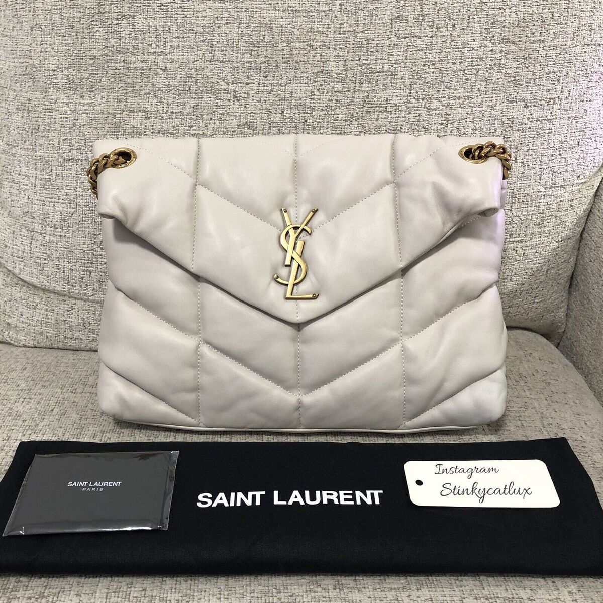 SAINT LAURENT Small Loulou YSL Monogram Leather Chain Bag