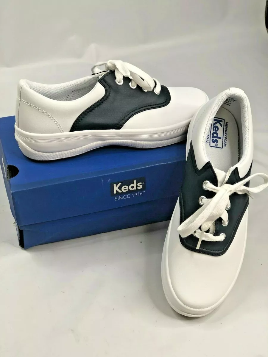 Keds School Days II Sneaker Girls White/Navy Size 5 WIDE Laces * NO BOX eBay