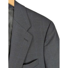 Chaps Ralph Lauren Blazer Jacket Sport Coat Mens 41R Blue Windowpane All Season